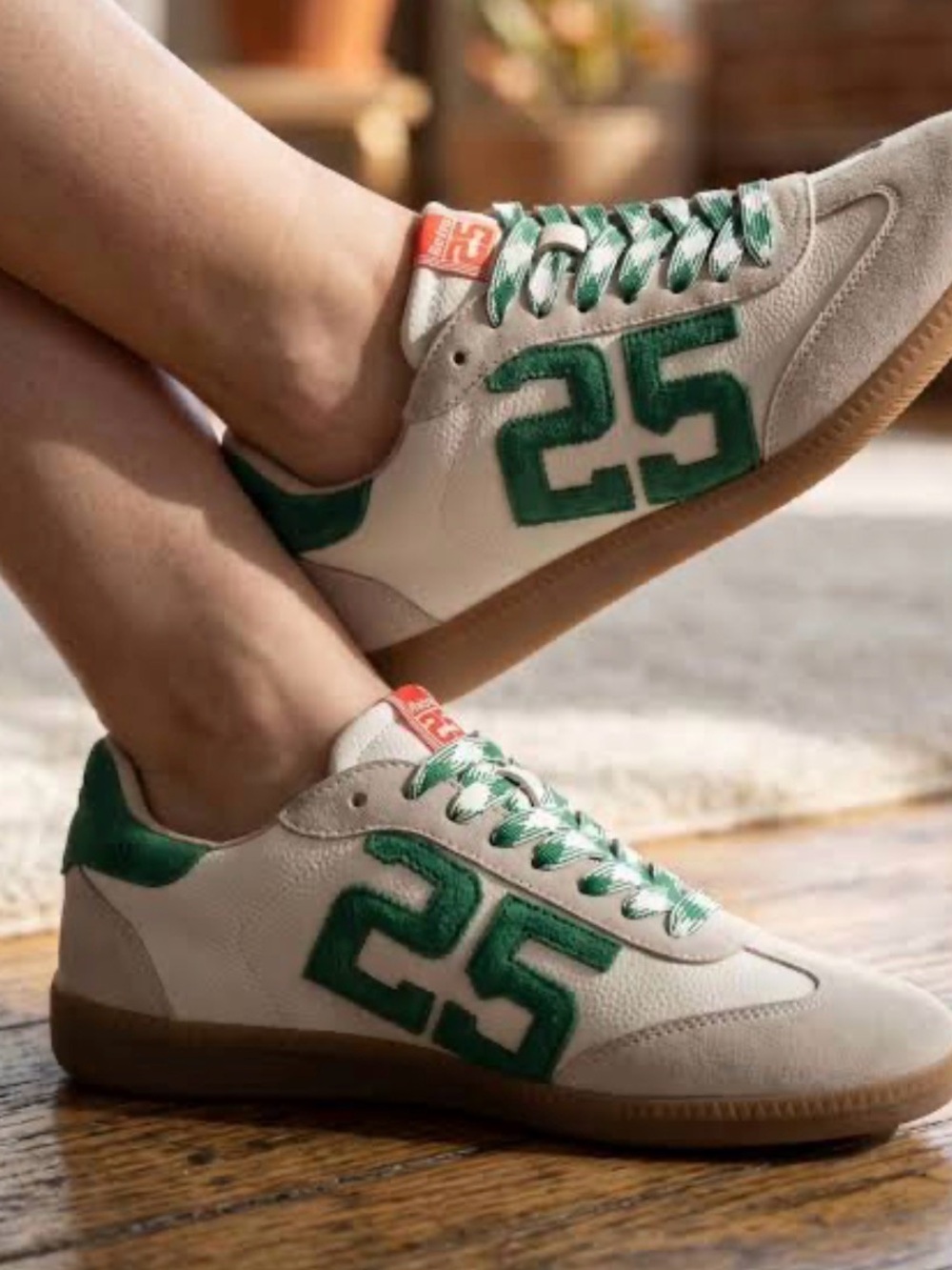 ShuShop White & Green '25' Women's Sneakers